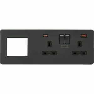 SFR992RAT 13A 2G DP Socket +2G Modular + Dual USB A+C 12V DC 1.5A (Max. 18W)