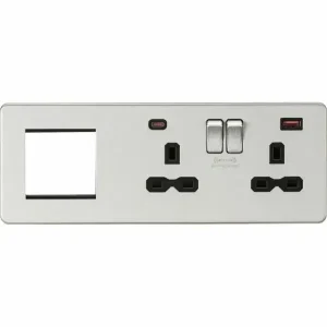 SFR992RBC 13A 2G DP Socket +2G Modular + Dual USB A+C 12V DC 1.5A (Max. 18W)