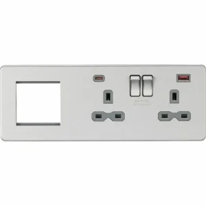 SFR992RBCG 13A 2G DP Socket +2G Modular + Dual USB A+C 12V DC 1.5A (Max. 18W)