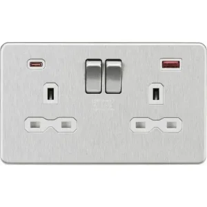 SFR9945BCW 13A 2G DP Switched Socket with Dual USB A+C 20V DC 2.25A (Max. 45W) -