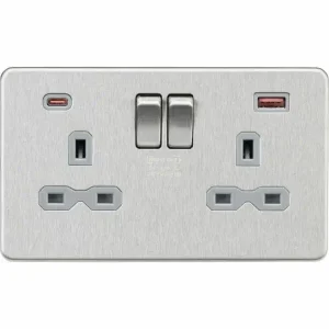 SFR9945BCG 13A 2G DP Switched Socket with Dual USB A+C 20V DC 2.25A (Max. 45W) -