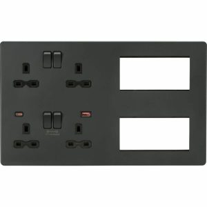 SFR998AT Multimedia Combo Plate + Dual USB A+C 12V DC 1.5A (Max. 18W) - Anthracite W/Black