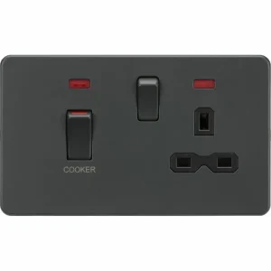 SFR83MNAT 45A DP Switch & 13A Socket With Neons - Anthracite
