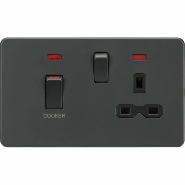 SFR83MNAT 45A DP Switch & 13A Socket With Neons - Anthracite