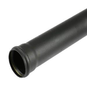 SPS4 Aquaflow 110mm Push Fit Soil Single Socket Pipe Black 4mtr