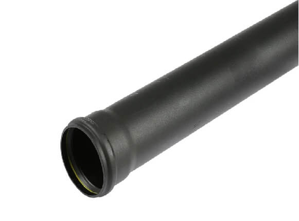 SPS4 Aquaflow 110mm Push Fit Soil Single Socket Pipe Black 4mtr