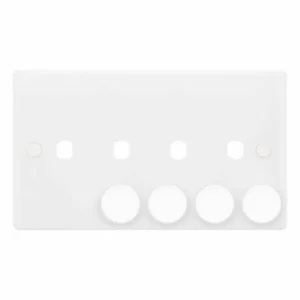 SSL593 Smooth White 4 Gang Empty Dimmer Plate with Knobs