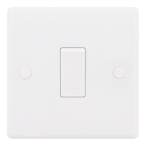 SSL500 Smooth White 1 Gang 10AX 1 Way Plate Light Switch