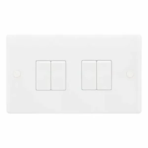 SSL504 Smooth White 4 Gang 10AX 2 Way Plate Light Switch