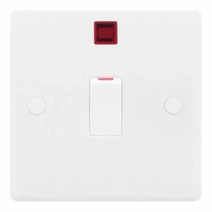 SSL516 Smooth White 1 Gang 20A 2 Pole Plate Neon Switch