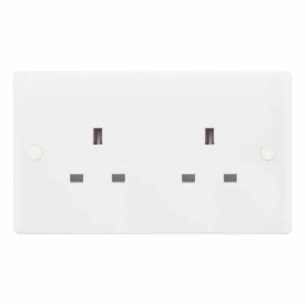 SSL520 Smooth White 2 Gang 13A Unswitched Socket