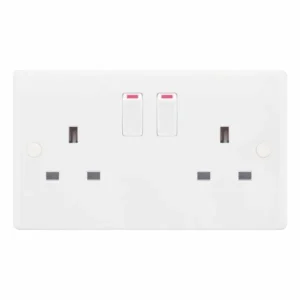 SSL524 Smooth White 2 Gang 13A 2 Pole Switched Socket