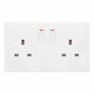 SSL523 Smooth White 2 Gang 13A 1 Pole Switched Socket