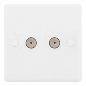 SSL536 Smooth White 2 Gang Coaxial/Aerial TV/FM Socket
