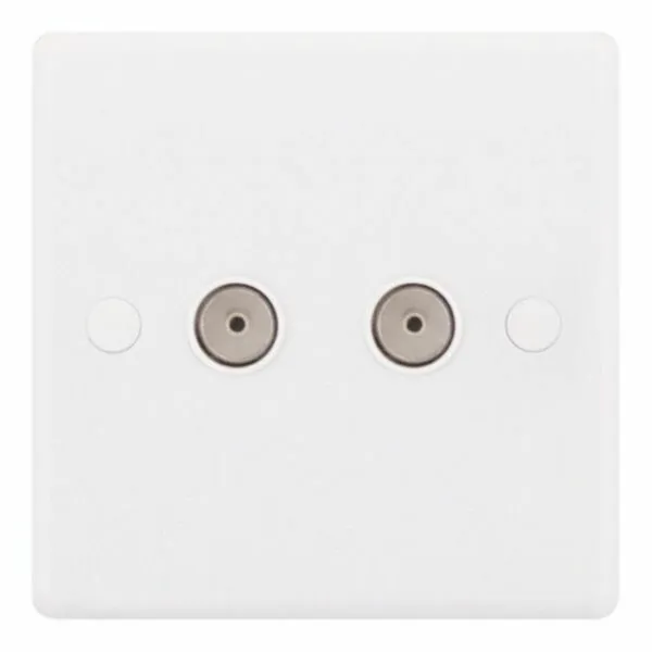 SSL536 Smooth White 2 Gang Coaxial/Aerial TV/FM Socket