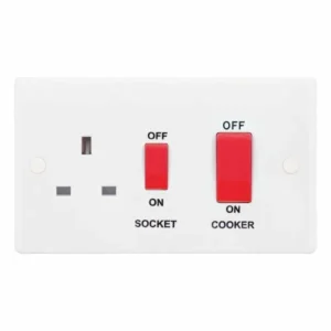 SSL564 Smooth 45A Cooker Unit 13A Red Rockers Switched Socket
