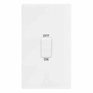 SSL566 Smooth White Large 1 Gang 45A 2 Pole White Rocker Cooker Switch
