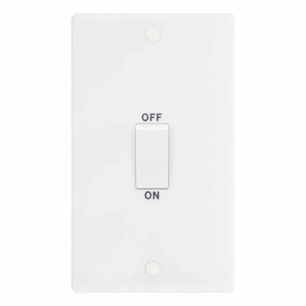 SSL566 Smooth White Large 1 Gang 45A 2 Pole White Rocker Cooker Switch