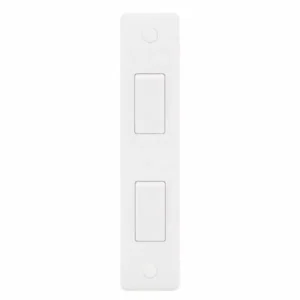 SSL571 Smooth White 2 Gang 10AX 2 Way Architrave Plate Switch