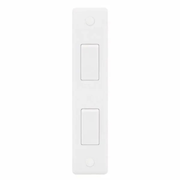 SSL571 Smooth White 2 Gang 10AX 2 Way Architrave Plate Switch