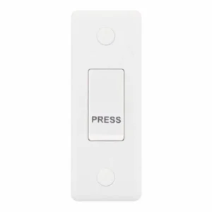 SSL572 Smooth White 1 Gang 10AX PRESS Push Architrave Plate Switch