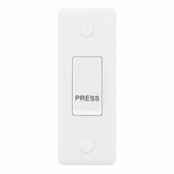 SSL572 Smooth White 1 Gang 10AX PRESS Push Architrave Plate Switch