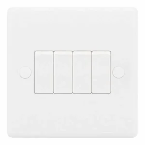 SSL577 Smooth White Small Plate 4 Gang 10AX 2 Way Plate Light Switch