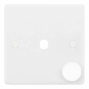 SSL590 Smooth White 1 Gang Empty Dimmer Plate with Knob