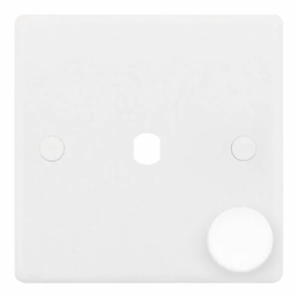 SSL590 Smooth White 1 Gang Empty Dimmer Plate with Knob
