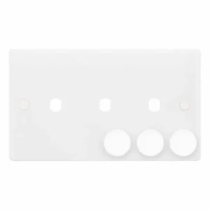SSL592 Smooth White 3 Gang Empty Dimmer Plate with Knobs