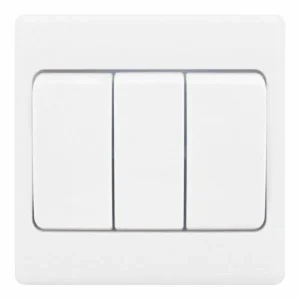 SSL602 Smooth White 3 Gang 10AX 2 Way Wide Rocker Plate Switch