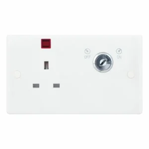 SSL606 Smooth White 1 Gang 13A 2 Pole Neon Lockable Socket