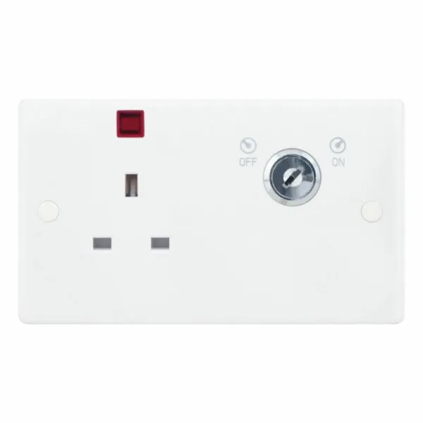 SSL606 Smooth White 1 Gang 13A 2 Pole Neon Lockable Socket