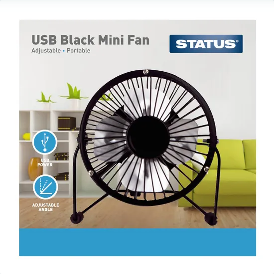 Status 4-inch Mini USB Desk Fan - Black