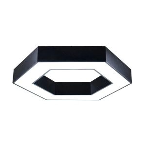 T170 25W 600 X 100 X 60cmHollow Hexagon Pendant Light Black Body 45 Lumens 6500K