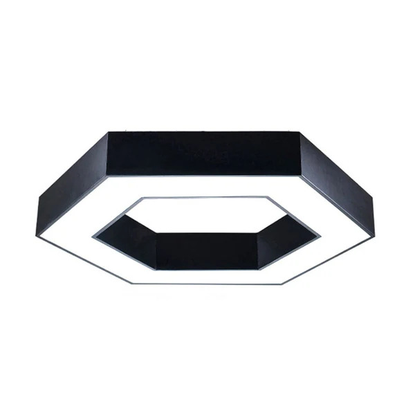 T170 25W 600 X 100 X 60cmHollow Hexagon Pendant Light Black Body 45 Lumens 6500K