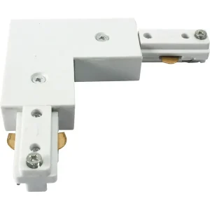 230V Track L Right Angle Connector - White