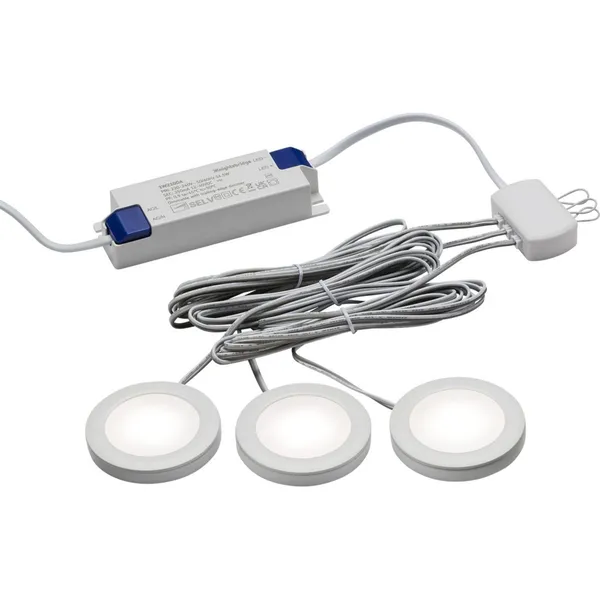 230V IP20 2.5W LED Dimmable Under Cabinet Lights In White - Pack of 3 - 4000K