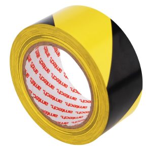 Black and yellow PVC hazard warning tape (30m x 48mm)