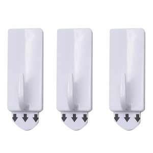 3 Piece rectangular, removable self-adhesive hook set (2cm x 5cm)
