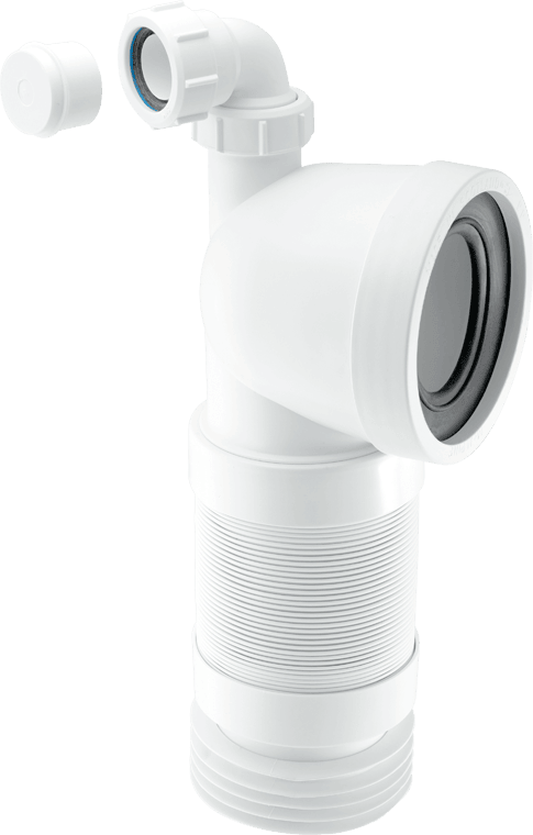 WC-CON8FV 90° Flexible WC Connector with Universal Vent Boss