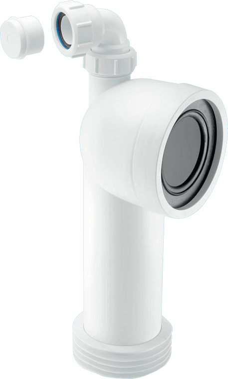 WC-CON8V 90° Bend Adjustable Length Rigid WC Connector with 1¼” Universal Vent Boss