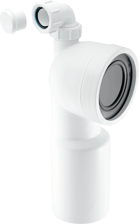 WC-CON9V 90° Bend Adjustable Length Rigid WC Connector with 1¼” Universal Vent Boss