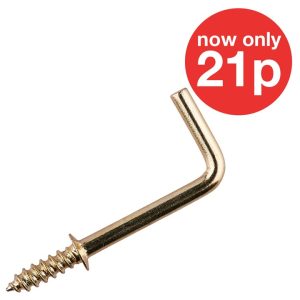 22mm BRASS PLATED SHOULDERED SQUARE HOOK (12PC)