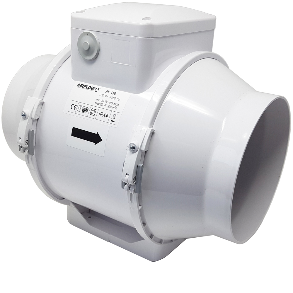 AV150 2 Speed Airflow Aventa 6" 150mm Inline Mixed Flow Fan Centrifugal Standard