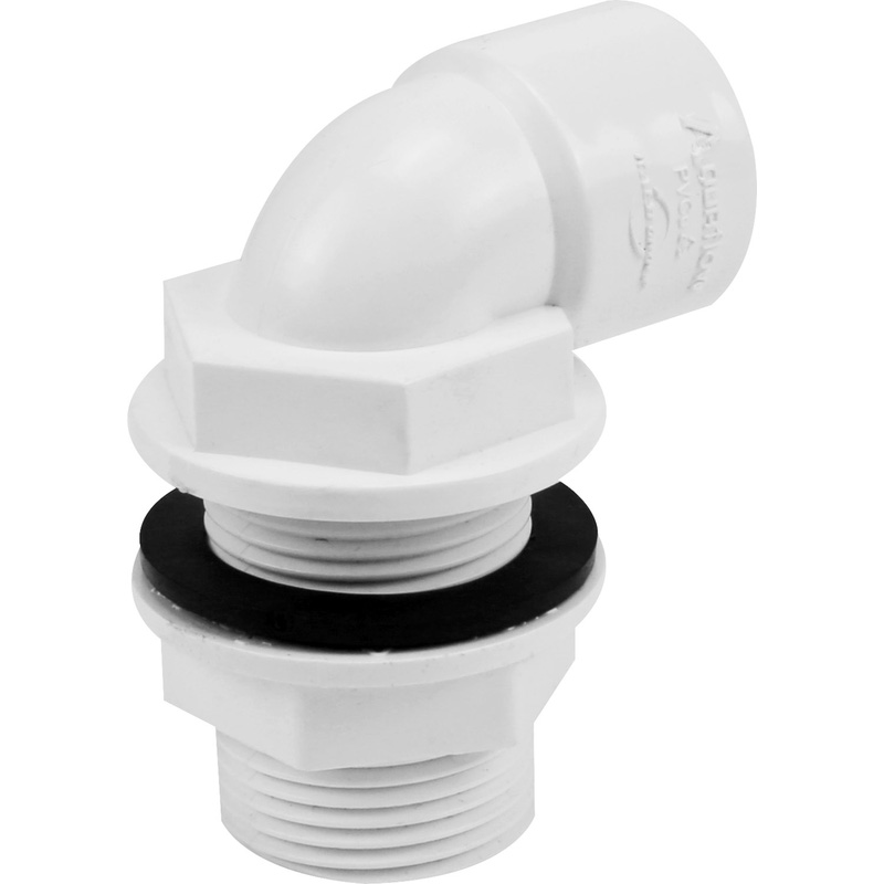 Solvent Weld Overflow Tank Connector 21.5mm Bent White