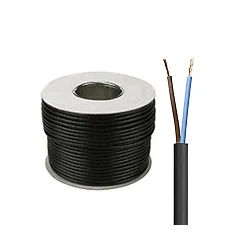 3182Y 1.0mm 2 Core Black Circular PVC Flexible Cable - 100 Metre Coil