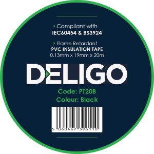 PVC Insulation Tape 0.13mm X 19mm X 20m - Black