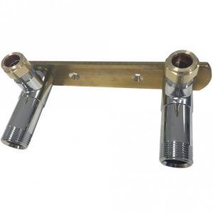 FFB Fast Fix Bracket For Shower Valves 150mm Centre Polished Crome Elbow
