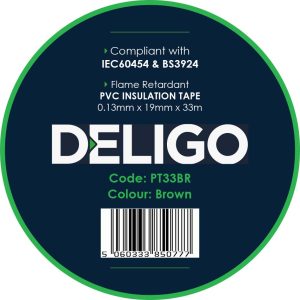 PVC Insulation Tape 0.13mm X 19mm X 33m - Brown